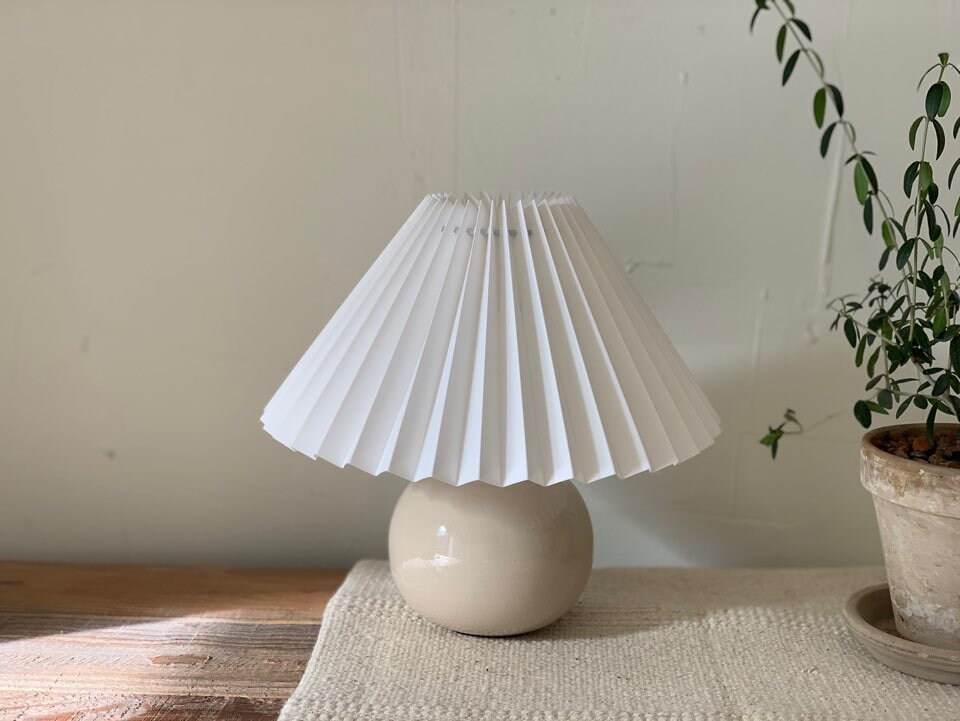 Ceramic Lamp Pleated Decor Table, Small Table Lamp With Pleated Shade