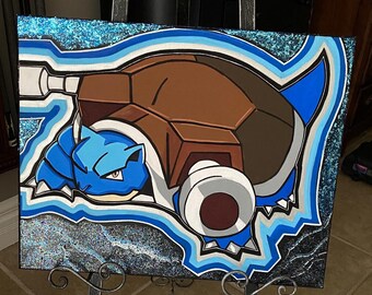 Blastoise Painting: 16x20 Canvas Artwork