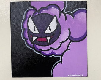 Gastly Painting: 4in x 4in Canvas Artwork