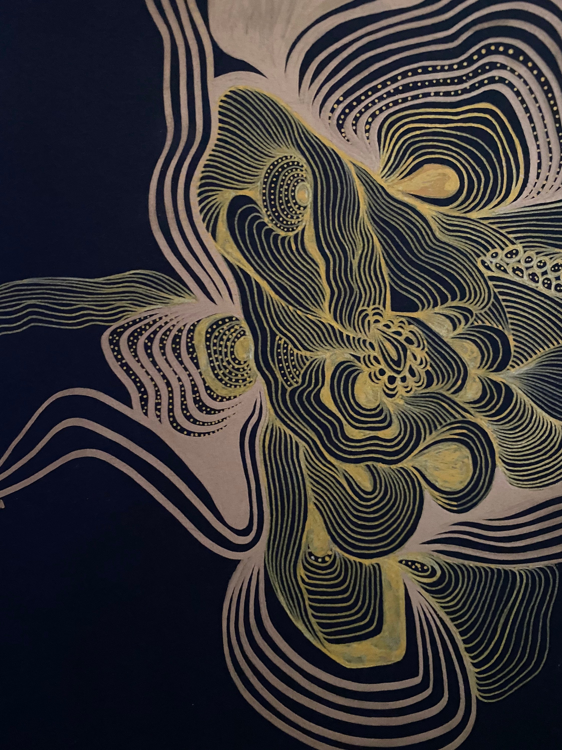 Zen Art Gold Line Art Unique Abstract Original Artwork Etsy