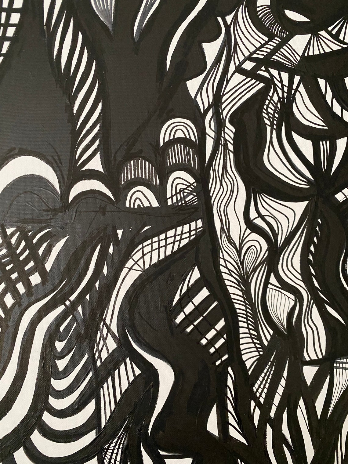Unique Black and White Line Art Abstract Original Artwork | Etsy