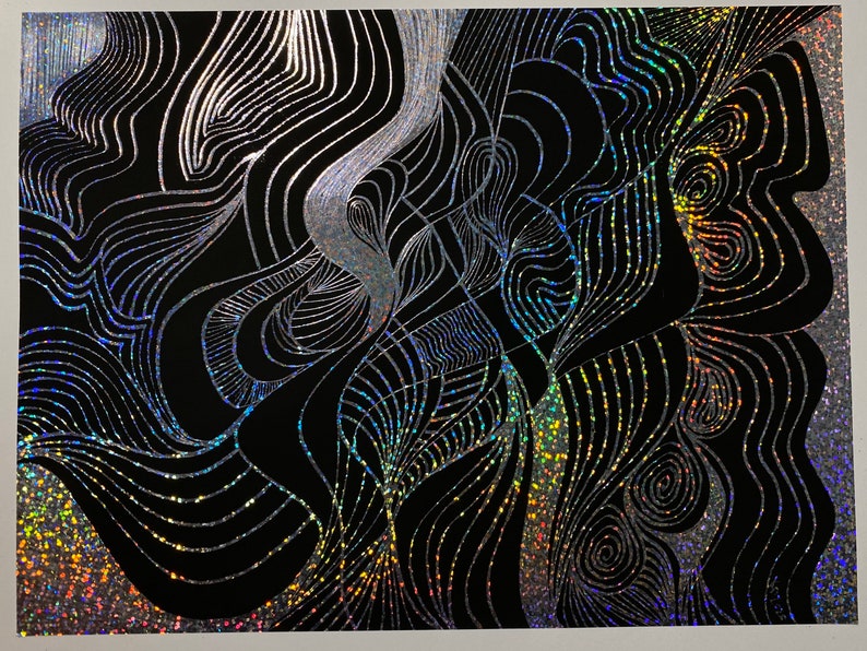 20 Hojas Tarjeta Artesanía Holográfica A4 - Efecto Hielo Agrietado Plateado, 280 Gsm, Gratis Envío