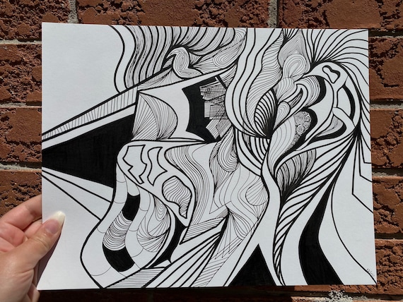 Unique Line Art Abstract Design Wall Art Original Artwork - Etsy