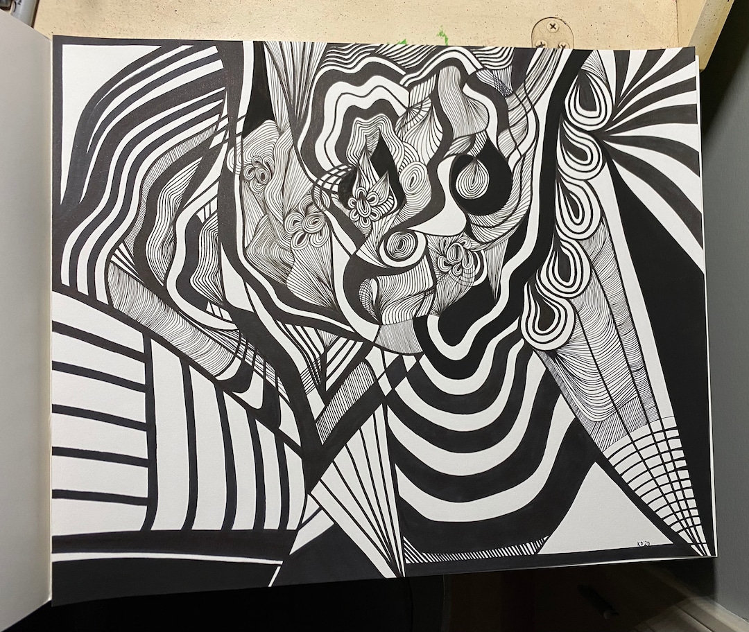 Line Art Original Artwork Black and White Design Unique - Etsy