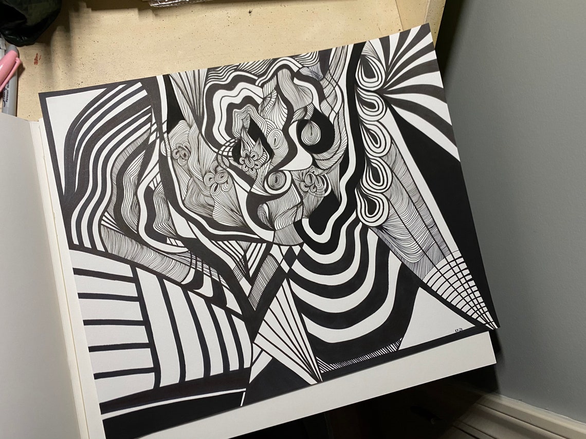 Line Art Original Artwork Black and White Design Unique - Etsy
