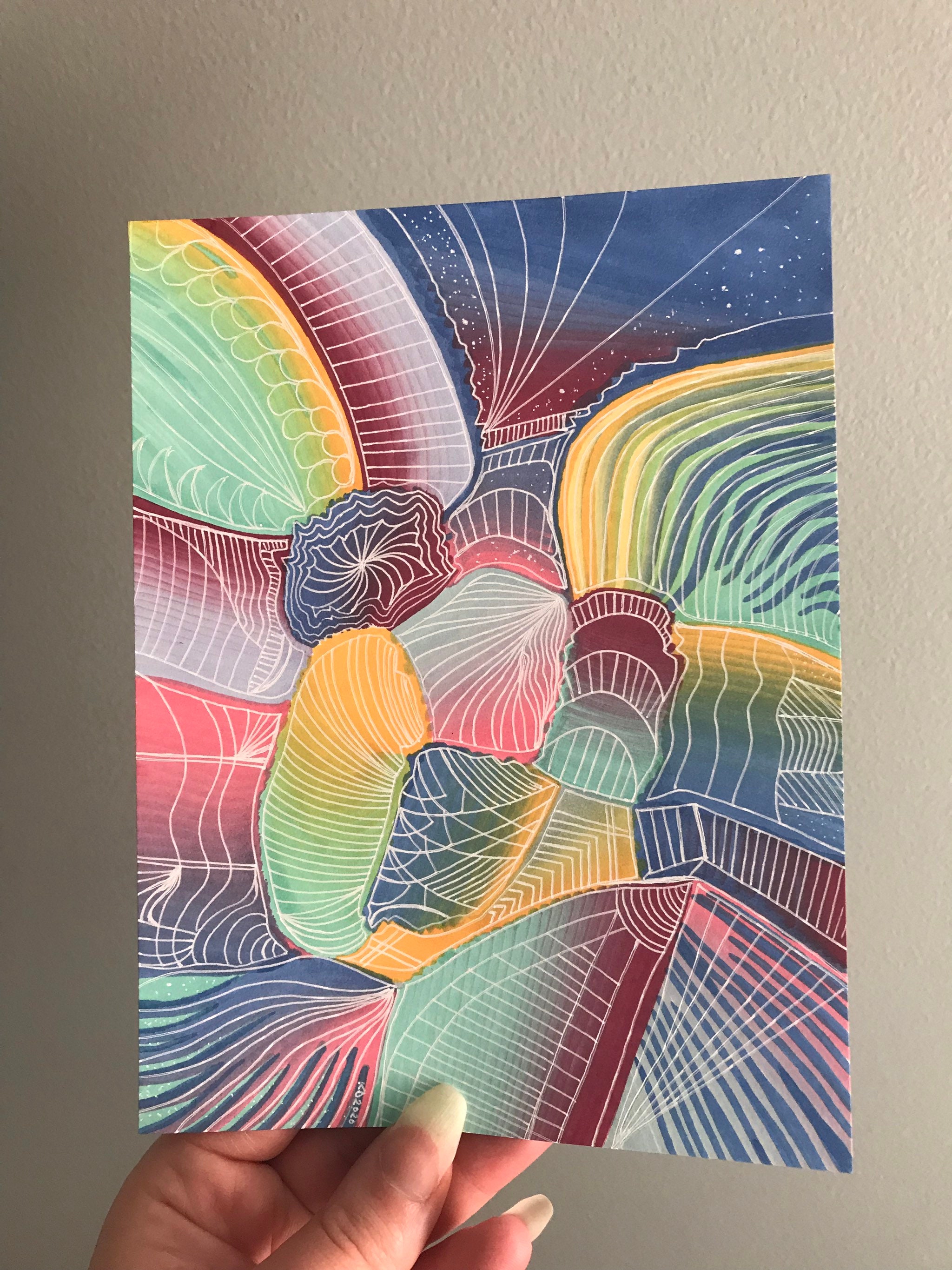 Trippy Line Art Abstract Zen Marker and Gel Pen Artwork - Etsy
