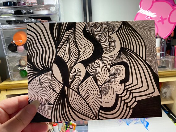 Unique Line Art Abstract Trippy Zen Original Artwork