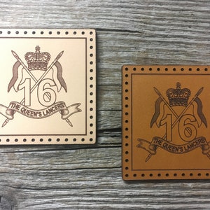 16/5th Regimental Leather sew on Badge square