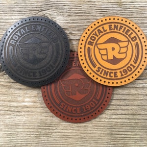 Cuir à coudre sur Royal Enfield (badge de veste de moto)