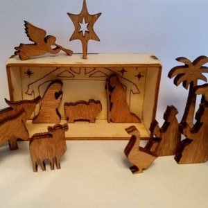 Miniature Wooden Nativity Set in a Box