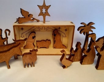 Miniature Wooden Nativity Set in a Box