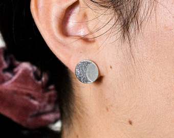 Half moon silver stud earrings