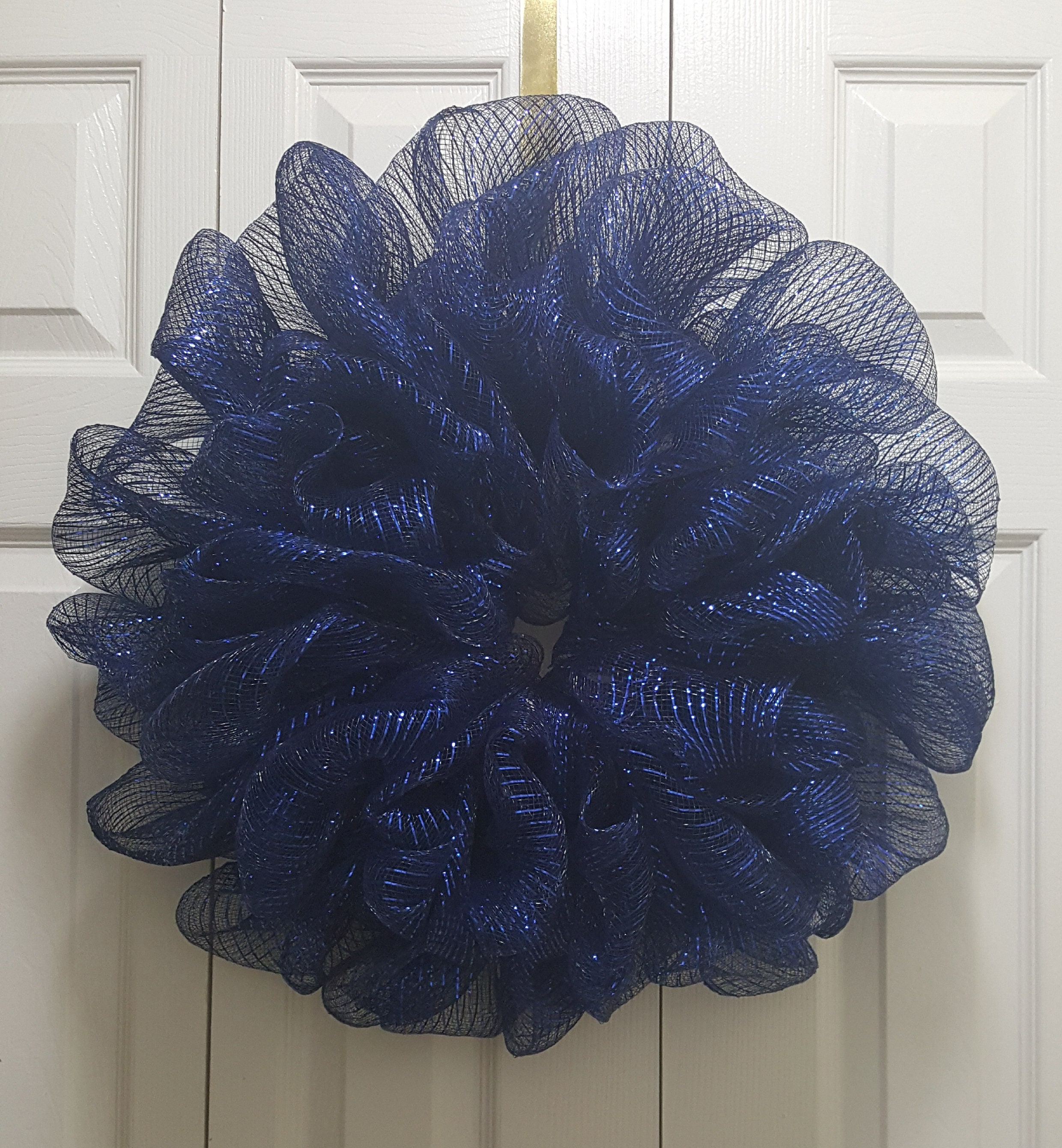 Navy Blue Deco Mesh Wreath 4th of July Wreath Patriotic Etsy