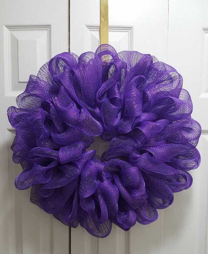 Purple Deco Mesh Wreath Ready To Decorate Or Leave As Is Etsy