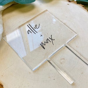 Wedding Cake Topper || Custom Clear Acrylic Wedding Cake Topper Simple Unique Monogram