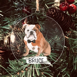 English Bulldog Christmas Ornament | Christmas Tree Gifts First Personalized Custom Holiday Dog Lover Gift Ornament Pet Decoration