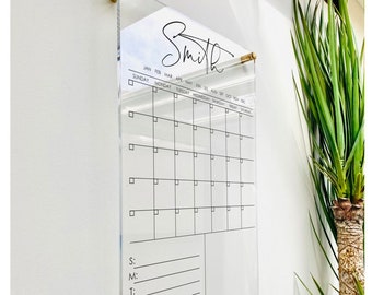 Personalized Acrylic Calendar For Wall ll  dry erase board weekly planner lucite clear acrylic calendar  office decor 03-007-050