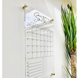 Personalized Acrylic Calendar For Wall ll  dry erase board weekly planner lucite clear acrylic calendar  office decor 03-007-050