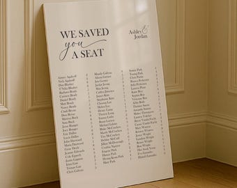 Acrylic Wedding Seating Chart Sign || Custom Wedding Sign Clear Black White Frosted Welcome Sign Chart Seat Alphabetical By Table 03-039-223