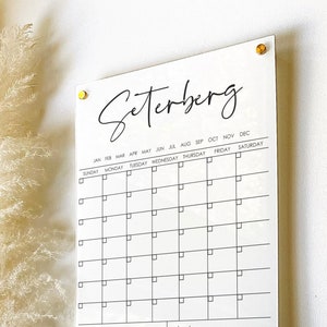 Personalized White Acrylic Calendar For Wall, 7 Week Design || dry erase board floating planner white acrylic calendar office 03-007-009W