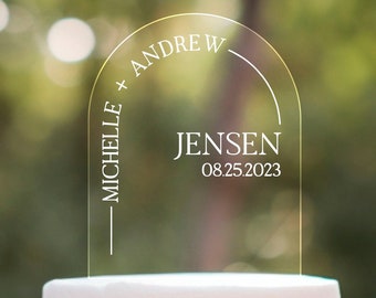 Arch Wedding Cake Topper || Custom Clear Acrylic Wedding Cake Topper Simple Unique Monogram 03-012-010