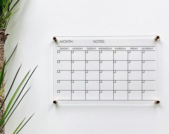 Personalized Acrylic Calendar For Wall ll  dry erase board lucite clear acrylic calendar  office decor housewarming 03-007-054