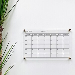 Personalized Acrylic Calendar For Wall ll  dry erase board lucite clear acrylic calendar  office decor housewarming 03-007-054