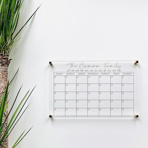 Personalized Acrylic Calendar For Wall ll  dry erase board lucite clear acrylic calendar  office decor housewarming 03-007-053