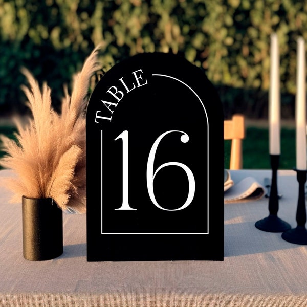 Black Acrylic Wedding Table Numbers with Stand || Acrylic Calligraphy Wedding Signage Table Number Stand 03-040-039