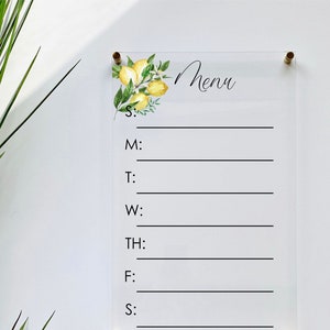 Acrylic Menu Board For Wall || dry erase board  clear acrylic calendar office decor housewarming gift 03-009-101