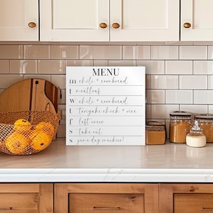 Acrylic Family Menu Board, Sticks To Any Clean, Smooth Surface! | Dry-Erase Weekly White Board Non Magnetic For Fridge, Wall, Glass Hanging