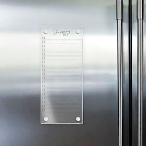 Acrylic Shopping List with MAGNETIC or VELCRO® Brand Fasteners || family dry-erase board list clear glass-look board damage free sign