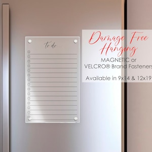 Acrylic To Do List Board with MAGNETIC or VELCRO® Brand Fasteners || family dry-erase board list clear glass-look board damage free sign