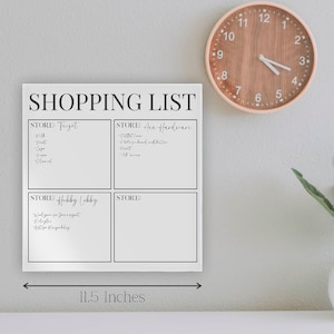 Acrylic Shopping List, Sticks To Any Clean, Smooth Surface! | Dry-Erase Weekly White Board Non Magnetic For Fridge, Wall, Glass Hanging