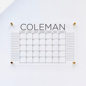 Personalized Acrylic Calendar For Wall ll  dry erase board lucite clear acrylic calendar  office decor housewarming 03-007-024