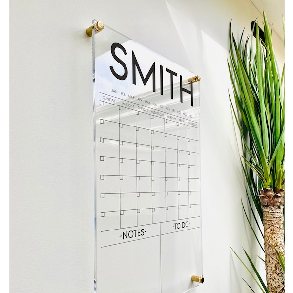 Personalized Acrylic Calendar For Wall, 7 Week Design ll  dry erase board weekly planner clear acrylic  office decor 03-007-010
