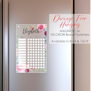Acrylic Chore Chart with MAGNETIC or VELCRO® Brand Fasteners || family dry-erase board list clear glass-look board damage free sign