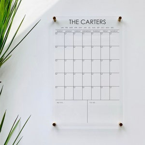 Personalized Acrylic Calendar For Wall ll  dry erase board clear acrylic calendar  office housewarming wedding gift 03-007-048