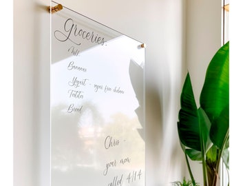 Blank Acrylic Dry Erase Writing Board with Standoffs || Wall Calendar Goal Habit Grocery Clear Office Floating Message Note Board To Do List