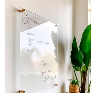 Blank Acrylic Dry Erase Writing Board with Standoffs || Wall Calendar Goal Habit Grocery Clear Office Floating Message Note Board To Do List