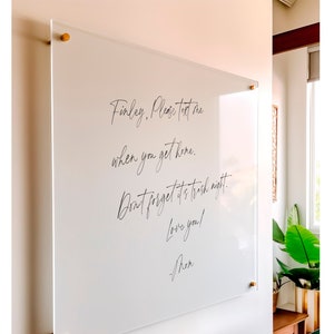 Blank White Acrylic Dry Erase Writing Board with Standoffs || Wall Calendar Goal Habit Grocery Office Floating Message Note Board To Do List