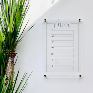 Acrylic Menu Board For Wall || dry erase board  clear acrylic calendar office decor housewarming gift 03-009-083