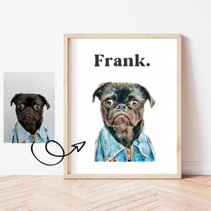 Pet Portrait Cartoonizing, Custom Pet Portrait, Watercolor Pet Painting, Digital Painted from Photo, Pet memorial gif, Pet gifts