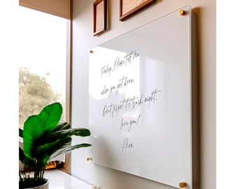 Blank White Acrylic Dry Erase Writing Board with Standoffs || Wall Calendar Goal Habit Grocery Office Floating Message Note Board To Do List