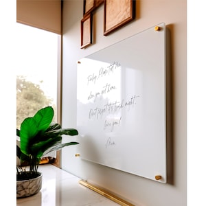 Blank White Acrylic Dry Erase Writing Board with Standoffs || Wall Calendar Goal Habit Grocery Office Floating Message Note Board To Do List