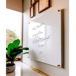 Blank White Acrylic Dry Erase Writing Board with Standoffs || Wall Calendar Goal Habit Grocery Office Floating Message Note Board To Do List