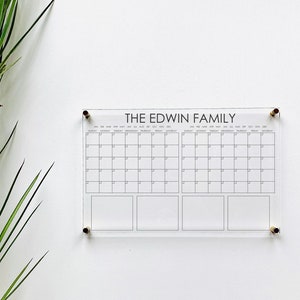 Personalized Acrylic Calendar For Wall ll  dry erase board lucite clear acrylic calendar  office decor housewarming 03-007-045