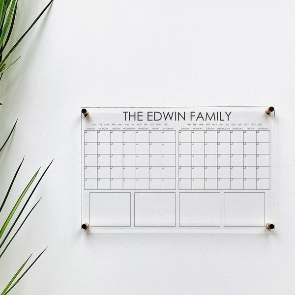 Personalized Acrylic Calendar For Wall ll  dry erase board lucite clear acrylic calendar  office decor housewarming 03-007-045