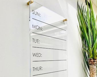 Acrylic Weekly Calendar Board For Wall || family command center dry erase board clear acrylic calendar office decor 03-009-030