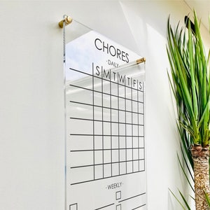 Chore Chart Memo Board For Kids || custom chore chart children  dry erase board  clear acrylic homeschool girls boys 03-009-031